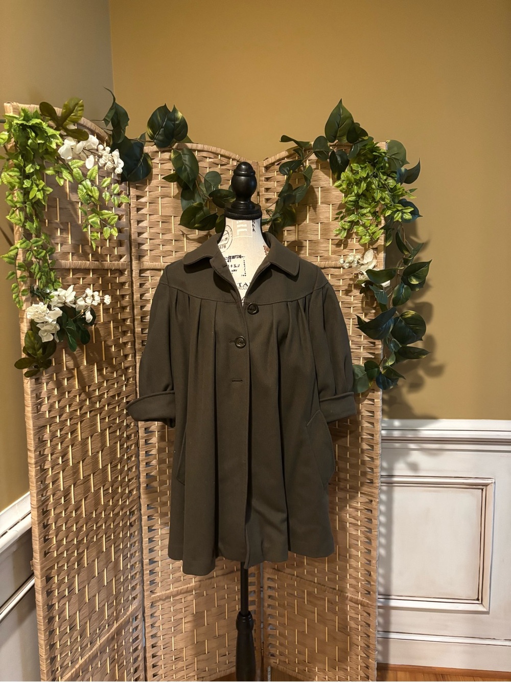 Paul Smith Olive Green Pea Coat with Collar